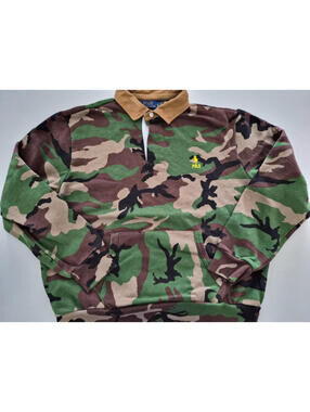 Polo Ralph Lauren Camo Men's XL Camouflage Fleece Sweatshirt Rugby Collar Shirt